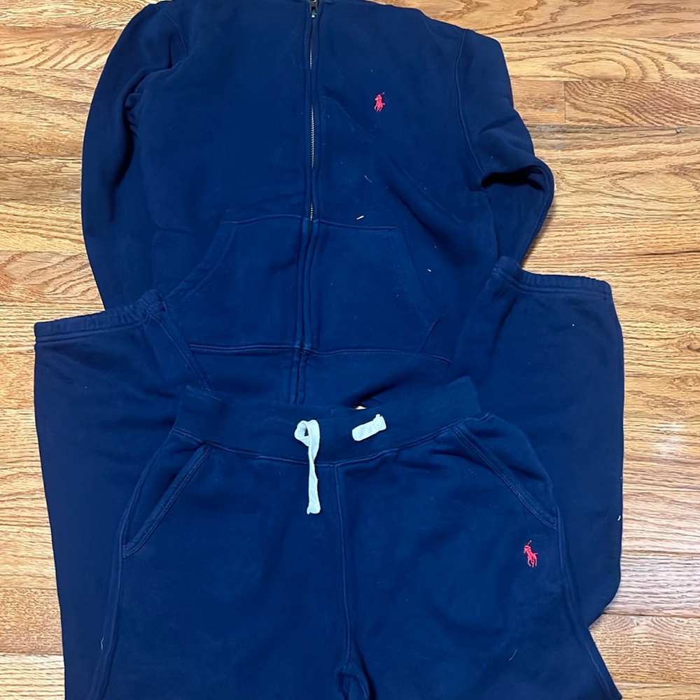 Boys Polo Ralph Lauren blue sweatsuit with red horse size 10/12